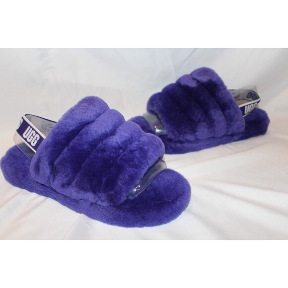 NIB UGG YOUTH 5 WOMEN'S 6.5-7 FLUFF YEAH SLIP ON SHEARLING SLIPPERS PURPLE - Picture 3 of 6
